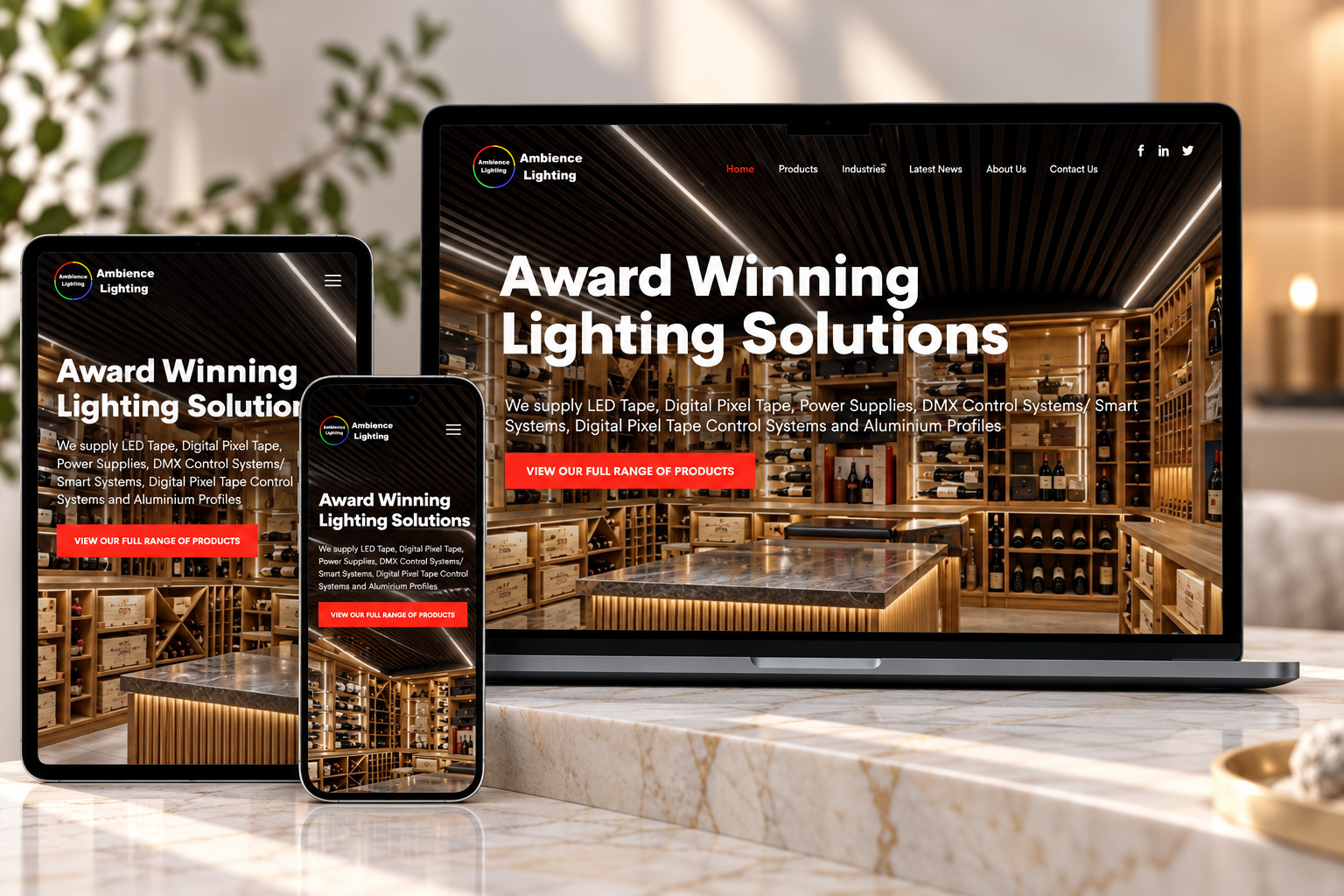Web design for Ambience Lighting