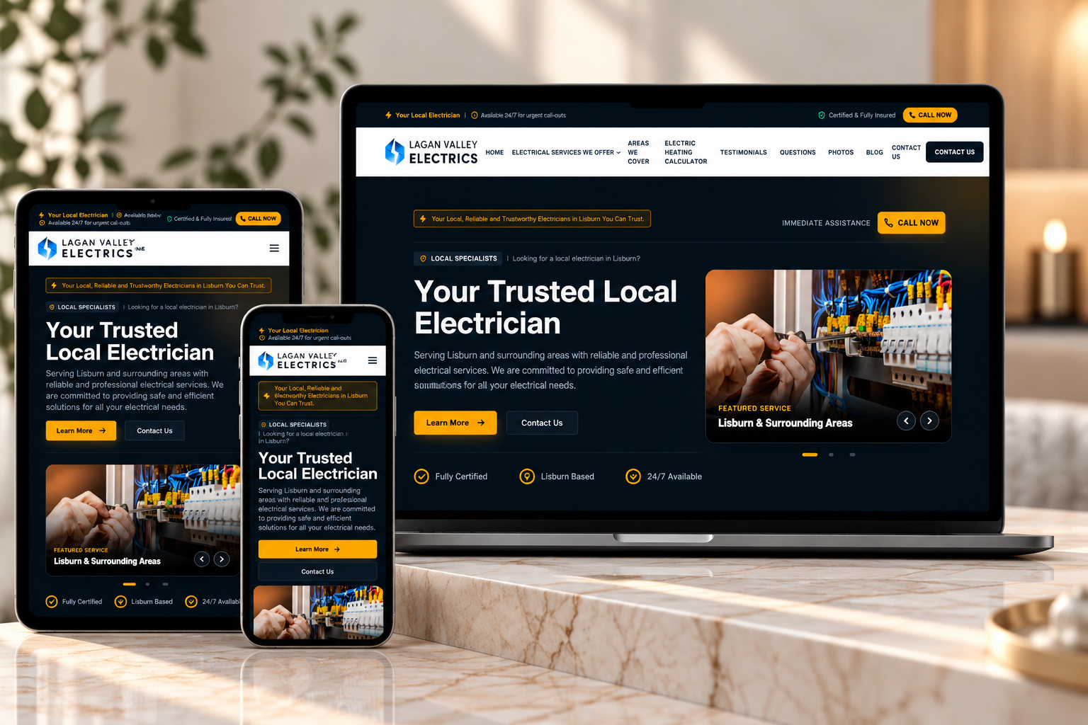 Website design for Lagan Valley Electrics